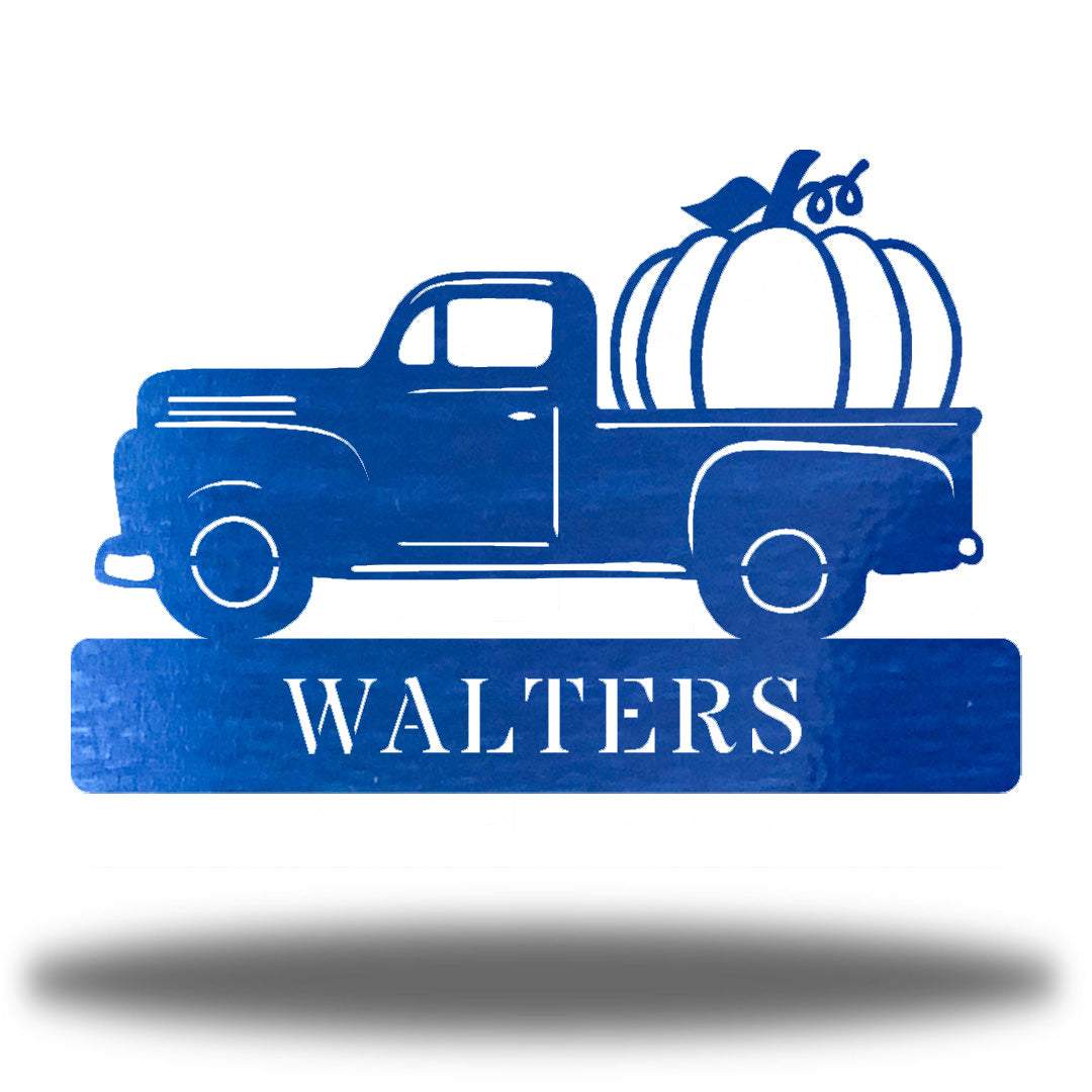 Riverside Designs-Pumpkin Truck Monogram-Metal Wall Art Décor